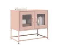 Meuble TV rose 68x39x60,5 cm acier laminé à froid, banc tv, meuble hifi, centre de divertissement, buffet tv, meuble 853333