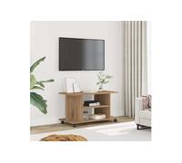 vidaXL Meuble TV artisanal chêne roulettes 80x40x45 cm bois d'ingénierie
