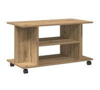 Vidaxl Meuble Tv Roulettes Chêne Artisanal 80x40x45 Cm Bois Ingénierie Marron