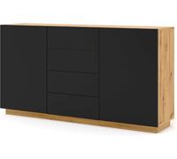 MEUBLE TV SALON AURA 164x41x89cm CHÊNE NOIR MAT