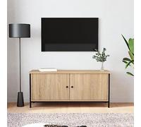 Meuble TV Salon Moderne avec 4 Portes et Étagères, Commode Télé en Bois d'Ingénierie Chêne Sonoma 102 cm, Rangement Multimédia pour Salon Salle à Manger, Design Élégant et Stable