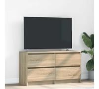Meuble TV Salon Moderne en Bois d'Ingénierie Chêne Sonoma 100 cm, Bibliothèque Média avec 4 Tiroirs, Meuble de Rangement pour Téléviseur, Salon et Chambre, Stable et Facile à Nettoyer