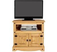 Meuble tv salsa banc télévision en bois style mexicain corona avec 2 portes et 1 niche, en pin massif finition cirée Naturel