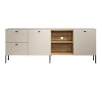 Meuble TV SAO PAULO - Cachemire / Chêne blond - 2 portes, 2 niches, 2 tiroirs - 110 x 68 x 45 cm - TRENDTEAM