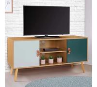 IDMarket - Meuble TV 113 cm scandinave Alize Bois et Vert