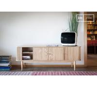 Meuble TV scandinave en bois avec rangement à rideaux Ritz