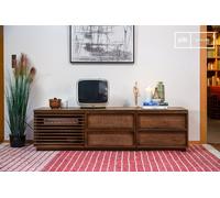 Meuble TV scandinave en bois massif bas avec rangement Jake