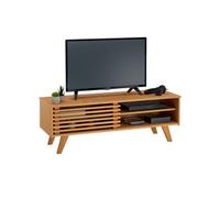 Meuble TV SEAN, 4 niches en pin massif finition teintée/cirée
