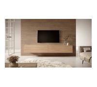 Meuble TV - SELSEY - Bisira - Chêne artisanal - Mélamine anti-rayures - 200 x 31,6 x 30 cm