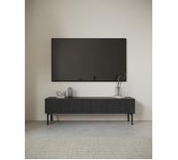 Meuble TV - SELSEY - NOLIE - 175 cm - finition mat gris/noir frêne Portland - push-to-open