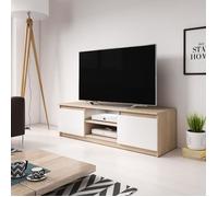 Meuble TV - SELSEY - Permys - 120 cm - Chêne Sonoma Clair/Blanc Mat - Moderne