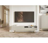 Meuble TV - SELSEY - VELDIO - 175 cm - gris-beige mat - pieds dorés