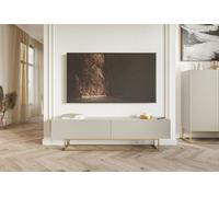 Selsey Meuble TV Armoire De Télévision 175 cm sur Pieds Doré Façade Fraisée Beige Gris Veldio