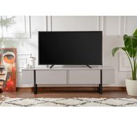 Hanah Home Élégant meuble TV, gris et noir, 180 x 50 x 29,5 cm, 100 % mélamine, épaisseur 18 mm, design moderne pour salon et espaces de divertissement