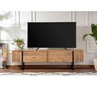 Hanah Home Meuble TV SERENITY en aggloméré et métal – Pin atlantique/Noir – 180 x 50 x 30 cm