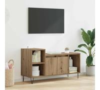 Meuble TV Sonoma Gris 100x35x55 cm, Meuble Bas avec 5 Compartiments, Bois-métal, Convient aux téléviseurs jusqu'à 55", Polyvalent pour Montage sur Pied ou Mural