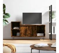 Meuble TV Sonoma Gris 100x35x55 cm, Meuble Bas avec 5 Compartiments, Bois-métal, Convient aux téléviseurs jusqu'à 55", Polyvalent pour Montage sur Pied ou Mural