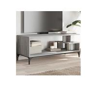 Meuble TV sonoma gris bois ingénierie et acier enduit de poudre