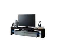 Meuble TV SPIDER BIG A LED en Noir MAT avec portes Gris Laqué 200 cm