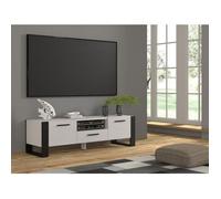 BIM Furniture Meuble TV Nuka avec 3 Portes en Bois - Blanc Et Noir - L 160 X P 43 X H 48 Cm
