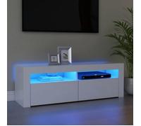 Meuble TV STAR - Buffet TV Moderne - avec lumières LED Blanc 120x35x40 cm[1437]