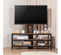 pro.tec Meuble TV avec Support d'Écran Jusqu'à 70 Pouces VESA 200 x 200 à 600 x 400 mm Inclinable à 10° Hauteur Réglable Capacité de Charge 40 kg Noir Mat Chêne Rustique Acier