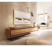 Meuble-TV Stonegrace 200 cm chêne naturel 4 portes placage pierre flottant