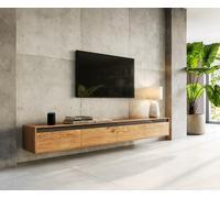 Meuble-TV Stonegrace 240 cm acacia nature 4 portes flottantes