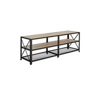 Meuble TV - TECTAKE - Meuble de salon CHICAGO en bois et acier au style industriel avec 3 rangements - Bois clair
