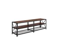 Meuble TV - TECTAKE - Meuble de salon INDIANAPOLIS en bois et acier au style industriel avec 3 rangements - Bois foncé