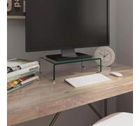 Meuble TV Support pour Moniteur Réhausseur Écran Ordinateur Verre Vert vidaXL