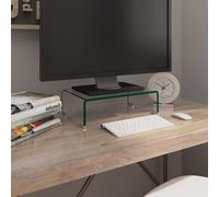 Meuble TV Support pour Moniteur Réhausseur Écran Ordinateur Verre Vert vidaXL