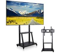 Meuble TV sur Pied pour Écrans de 32-100” Support TV Roulette Hauteur Réglable Pied TV en Verre Trempé - Charge 80kg VESA 800x600mm