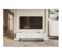Meuble TV sur pieds noir - VELDIO - 175 cm - blanc