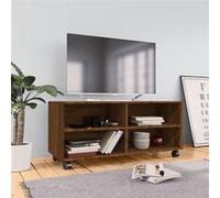 Meuble TV sur roulettes Chêne marron 90x35x35cm Bois ingénierie Chêne marron G