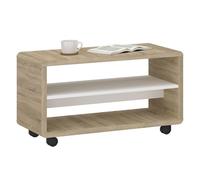 IDIMEX Meuble TV sur roulettes ISABA avec 2 niches de Rangement, Meuble télé en mélaminé chêne Sonoma et Blanc