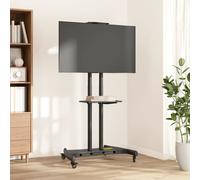 Meuble TV sur roulettes - vidaXL - 84x58,5x204 cm - Acier noir - 10 niveaux de réglage - Étagère réglable