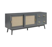 Meuble TV Susa avec façade en polyrotin 160 x 40 x 65 cm gris