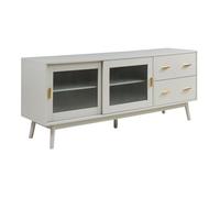 Meuble TV Susa avec façade en verre strié 160 x 40 x 65 cm beige