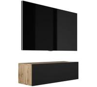 Meuble TV Suspendu, 100 x 32 x 34 cm, Chêne Wotan / Noir Mat
