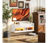 Meuble TV Suspendu 120 cm avec Lumière LED d'Ambiance, Rangement Flottant Moderne pour Salon
