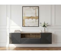 Meuble TV suspendu 167 cm ALICE gris foncé BOBOCHIC Gris foncé