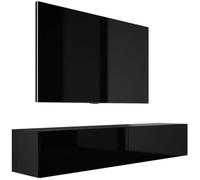 Meuble TV Suspendu, 170 x 32 x 34 cm, Noir Mat / Noir Brillant