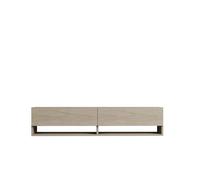 Meuble TV suspendu 2 portes basculantes effet travertin SIENNA - Beige