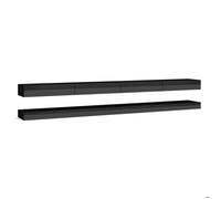 Meuble TV suspendu 6 tiroirs 280 cm noir brillant