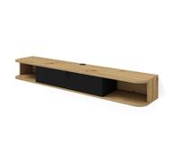 Meuble TV suspendu - AC-DÉCO - Icarus - Beige/Noir - 156 cm - Contemporain/Design