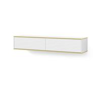Meuble TV suspendu - AC-Déco - Subi - Blanc - Doré - L 180 cm - Design contemporain