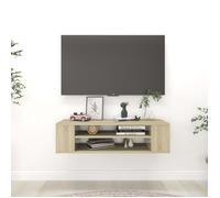 Meuble TV suspendu - AKOZON - Chêne sonoma - 100x30x26,5 cm - Aggloméré - Design contemporain