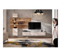 Meuble TV suspendu avec panneau mural en bois TRIPOLI