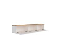 Concept Usine Meuble TV suspendu HAL 150 cm Blanc et Bois – 3 placards fermés